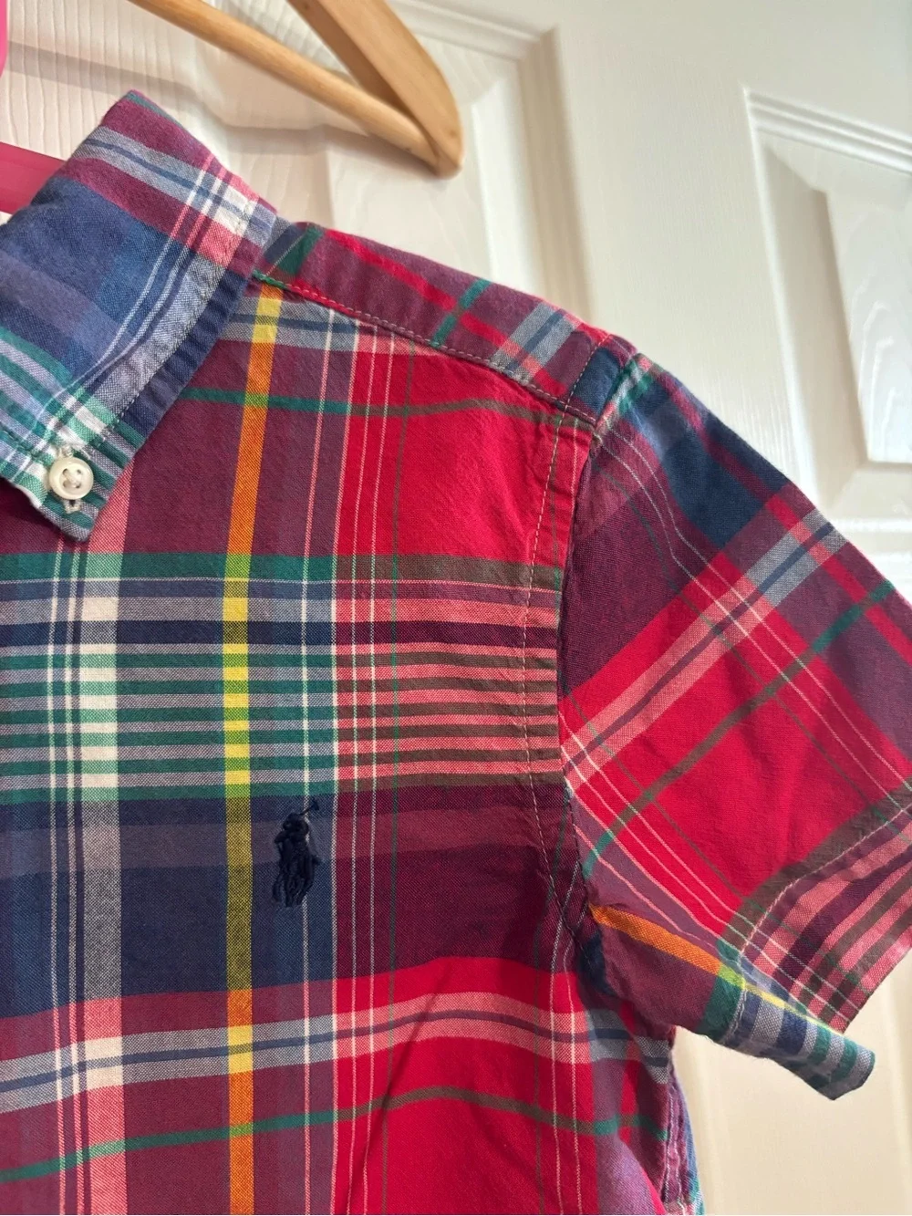 Ralph Lauren Boys' Multicolor Plaid Button-Down Shirt 100% Cotton